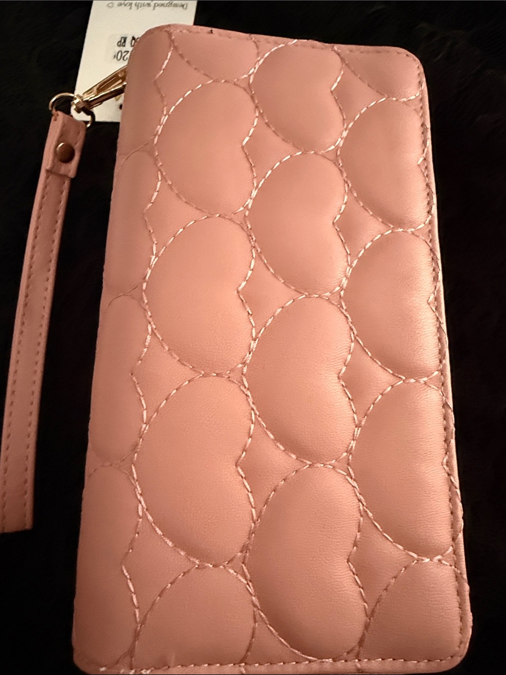 Betsey Johnson Blush Pink Heart-Embossed Zip Wallet